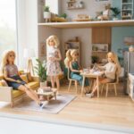 Bunte Biegepuppen für Puppenhaus mit beweglichen Armen und Beinen