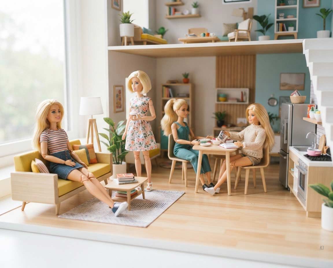 Bunte Biegepuppen für Puppenhaus mit beweglichen Armen und Beinen
