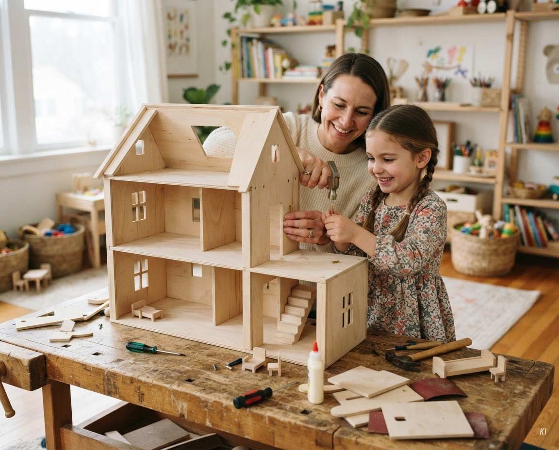 Fertiges Puppenhaus aus Holz selber bauen Fertiges Puppenhaus aus Holz selber bauen