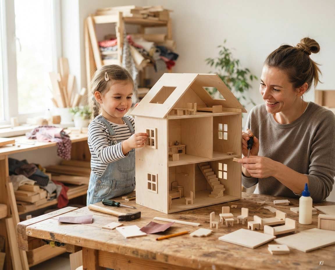 Fertiges Puppenhaus aus Holz selber bauen Fertiges Puppenhaus aus Holz selber bauen