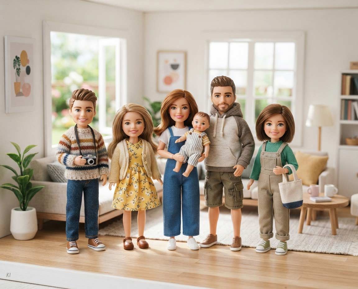 Mini Puppen für Puppenhaus als winzige Miniatur-Figuren in verschiedenen Größen