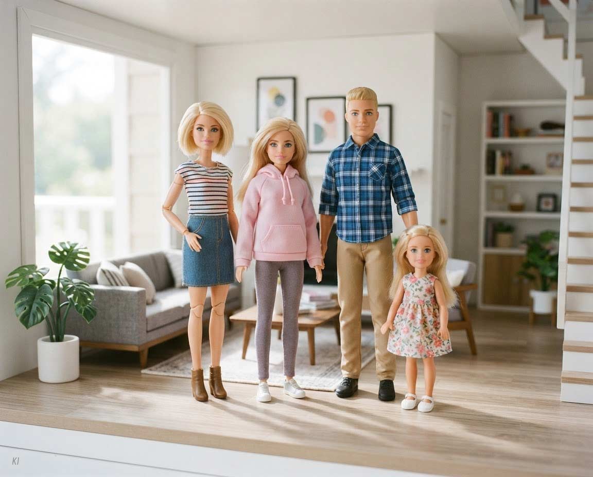 Puppen für Puppenhaus als Familien-Set
