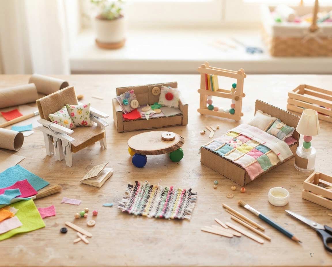 Puppenmöbel selber machen: Miniaturmöbel aus Alltagsmaterialien